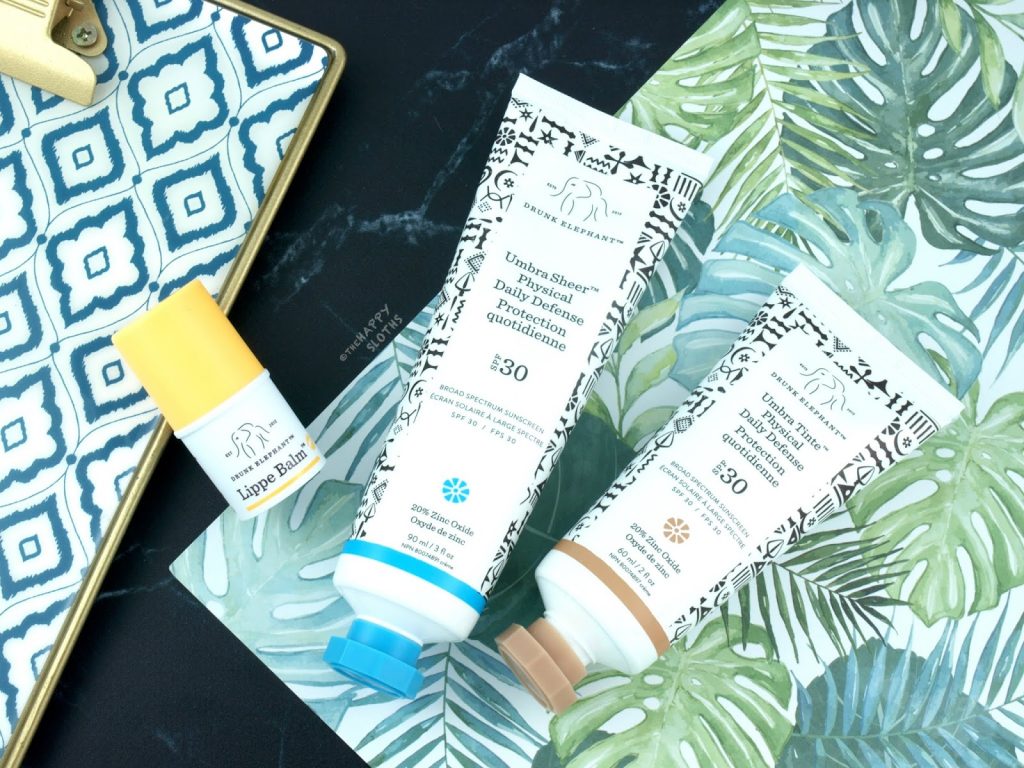 drunk elephant umbra sheer physical daily defense sunscreen tinte lippe balm review